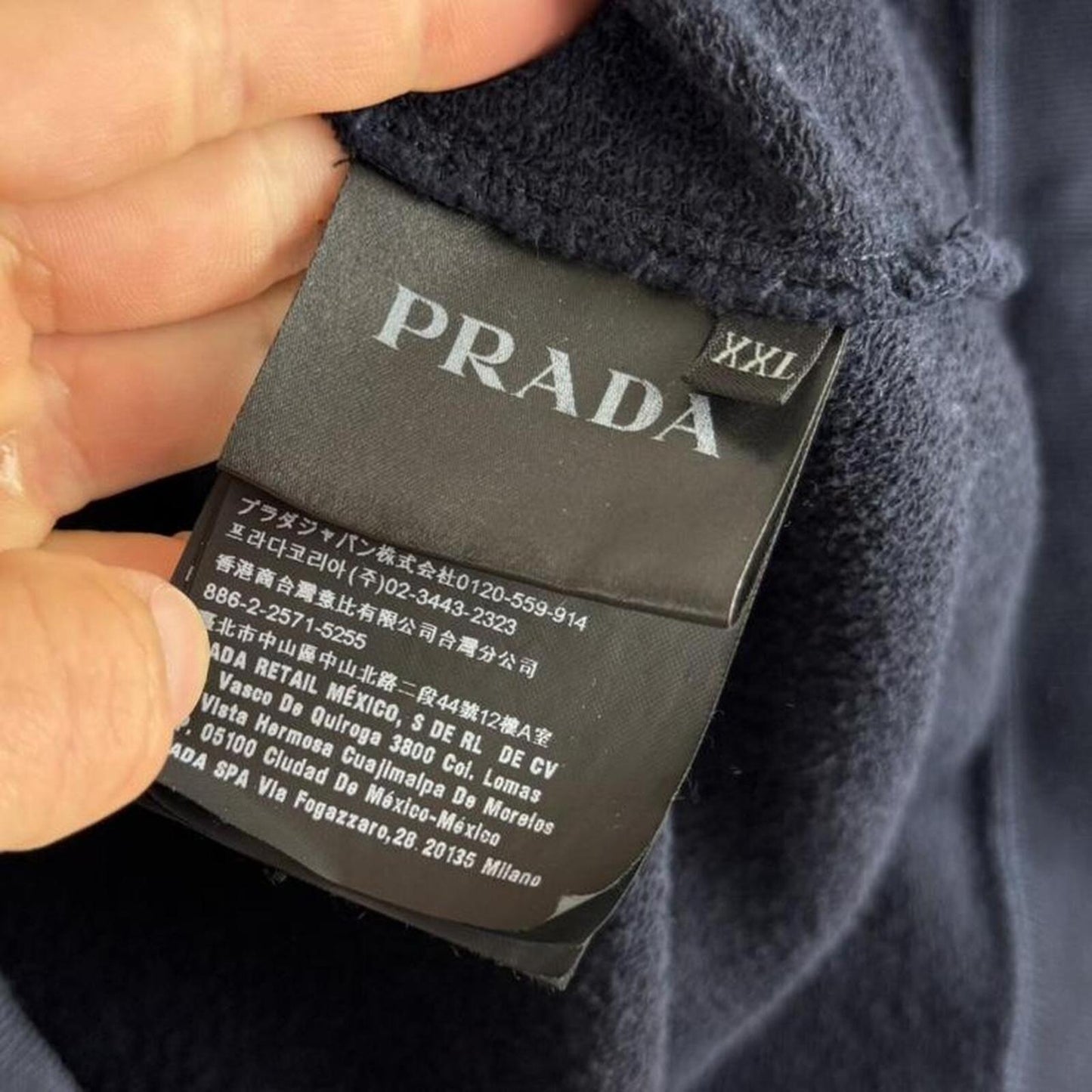 Prada Zip Hoodie Navy Nylon Hood (L)
