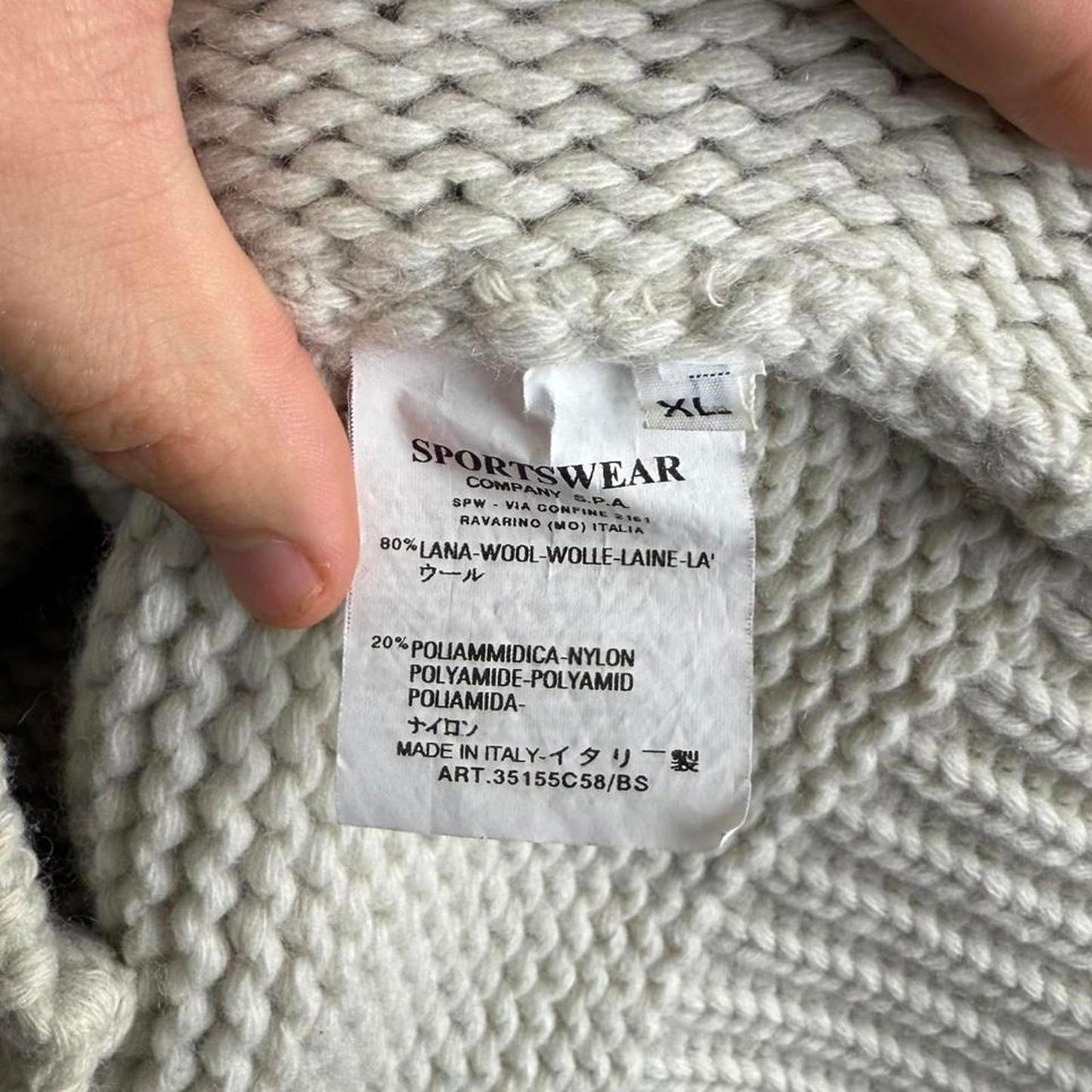 Mid 00s Stone Island Heavyweight Wool Blend Knit in Cream (L)