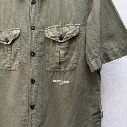 00s Stone Island Script Logo Linen Shirt (M)