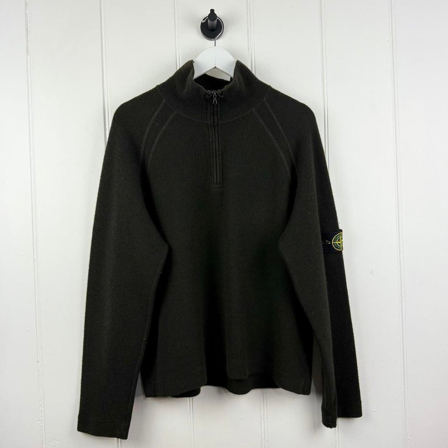 Mid 00s Khaki Green Stone Island Knit Jumper (L)