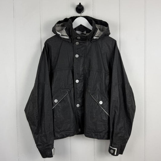 Stone Island Marina Raw Plated Linen Jacket Black (M)