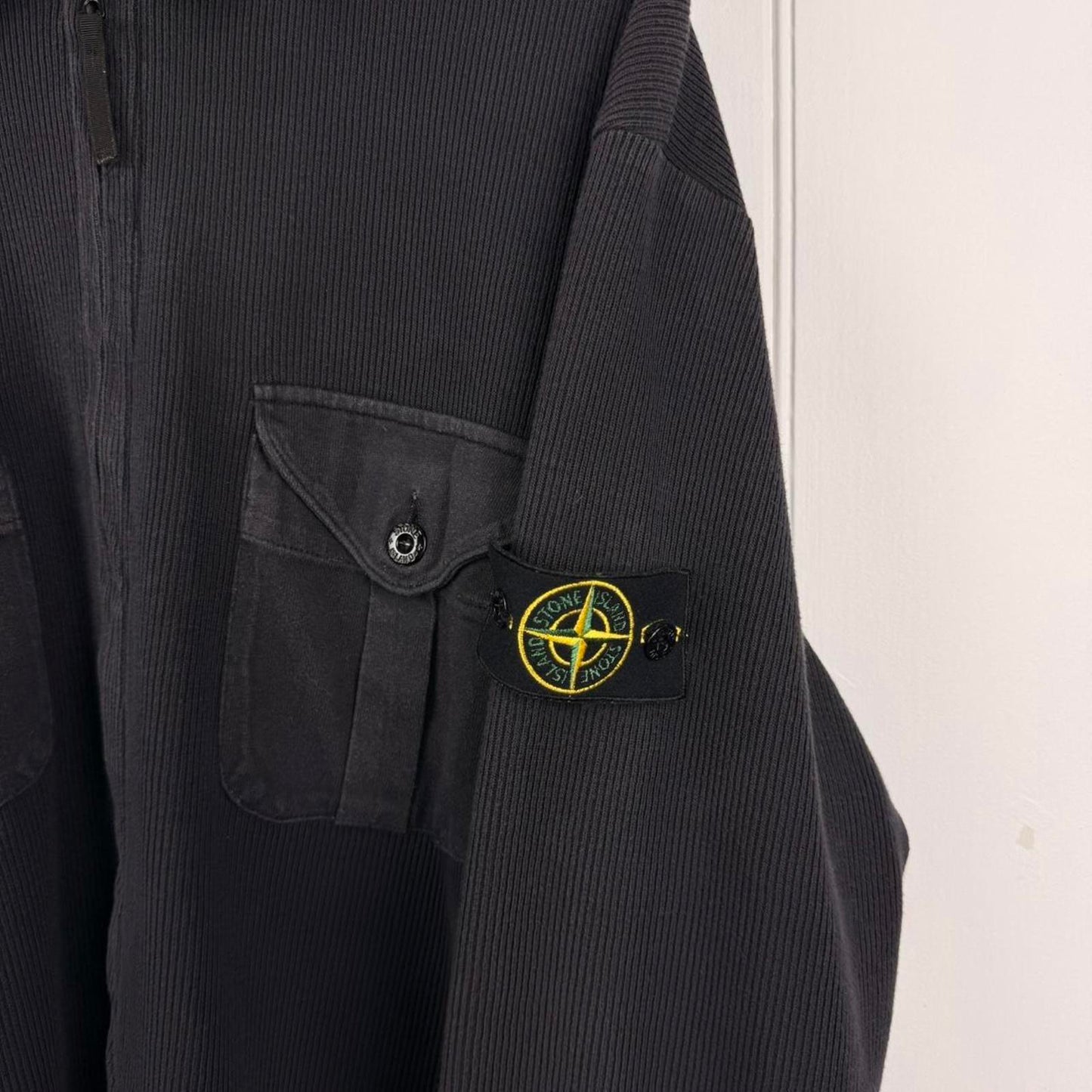 Early 2000’s Stone Island Ribbed Cotton Zip Jumper (XL)