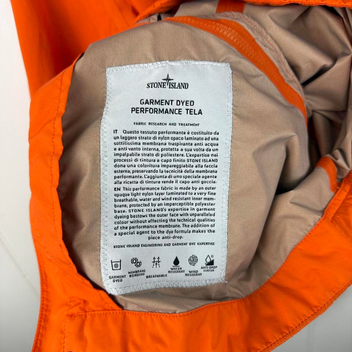 Orange Stone Island Garment Dyed Performance Tela Jacket (L)