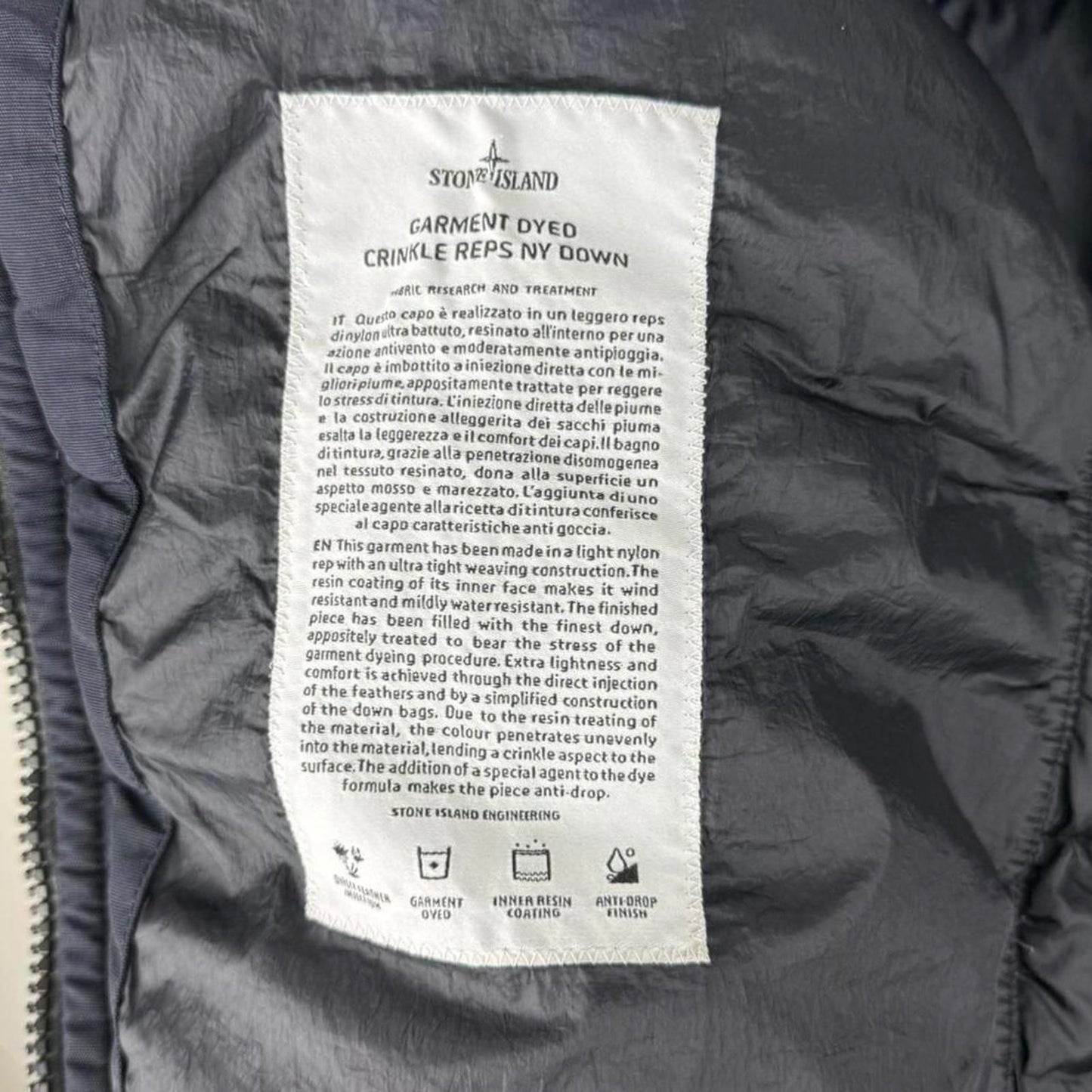 Stone Island Crinkle Reps NY Down Jacket Navy (S)