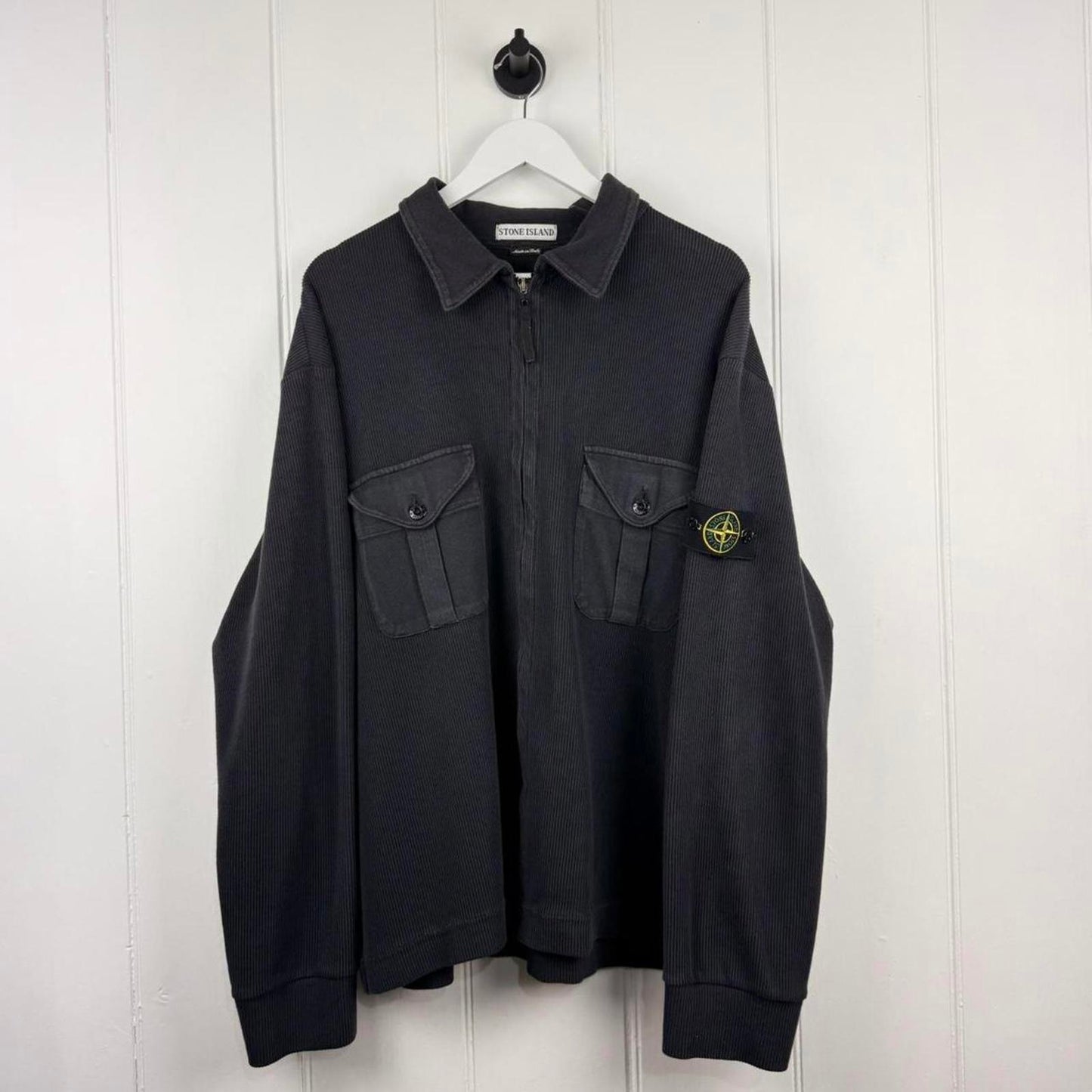 Early 2000’s Stone Island Ribbed Cotton Zip Jumper (XL)