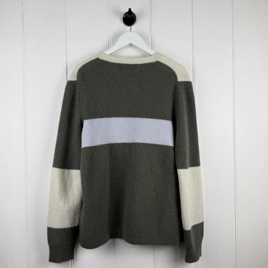 Stone Island Compass Logo Knit Jumper Olive/Cream (XL)
