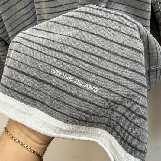 Stone Island Vintage Early 2000s Striped Long Sleeve T-Shirt – Grey (XL)