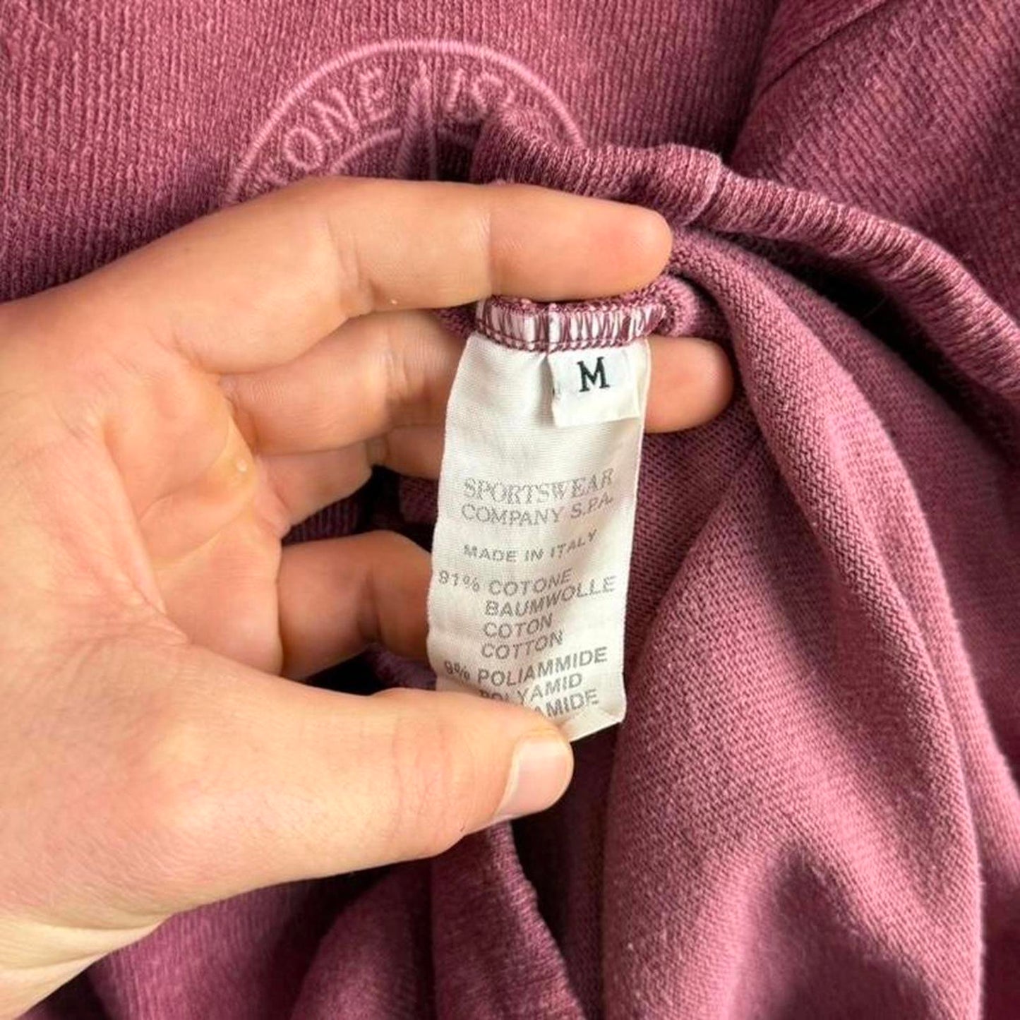 Stone Island 90s Garment-Dyed Wide Collar Half-Zip Sweat Burgundy (M)