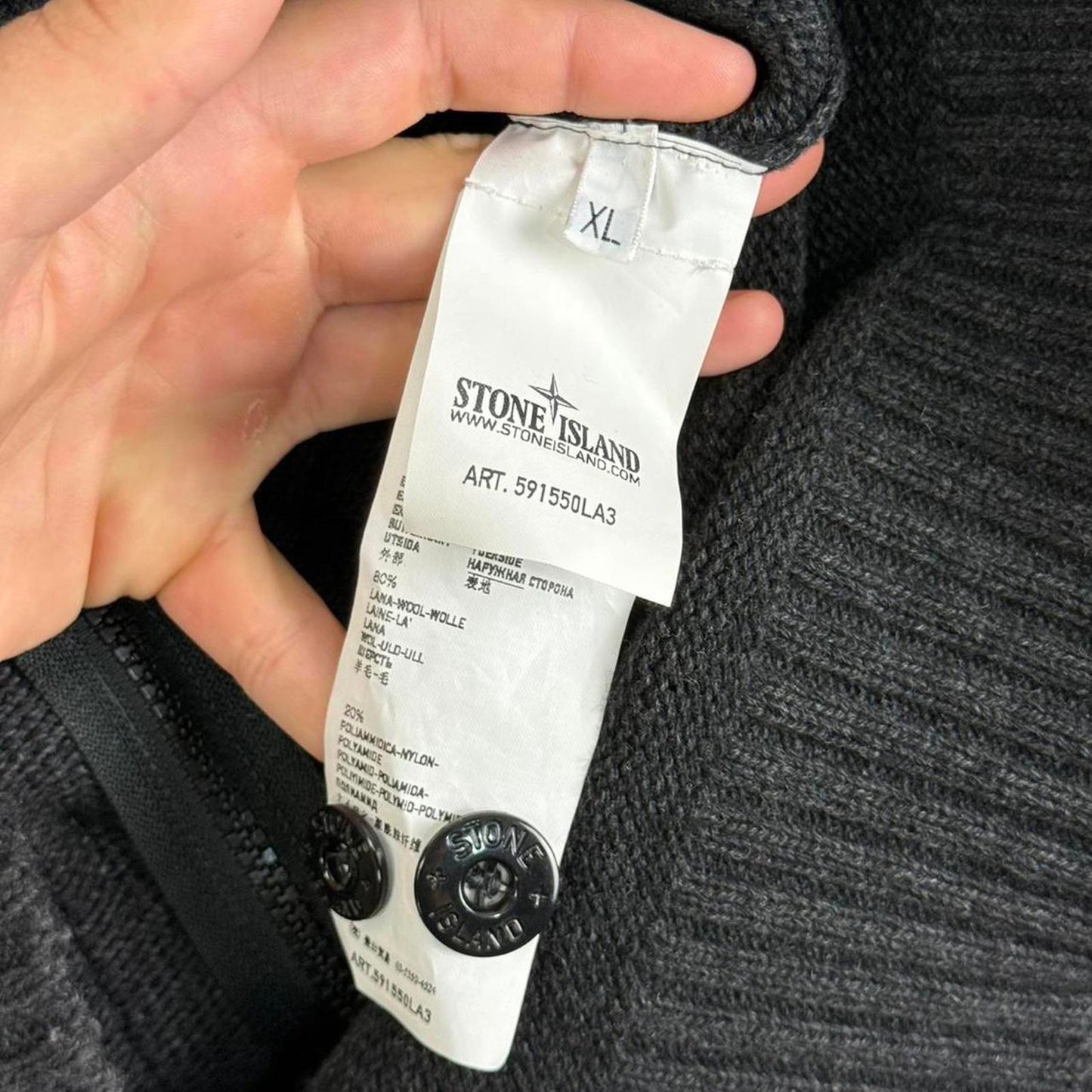 Stone Island Button Up Knit Cardigan Charcoal (XL)