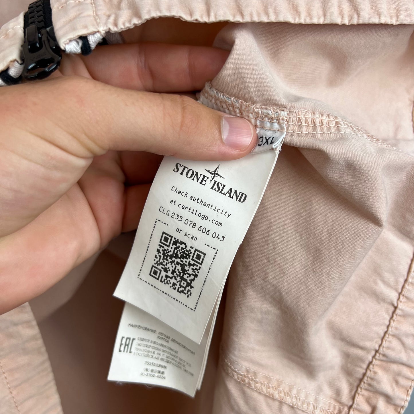 Stone Island Zip Up Shirt in Salmon Pink (3XL)