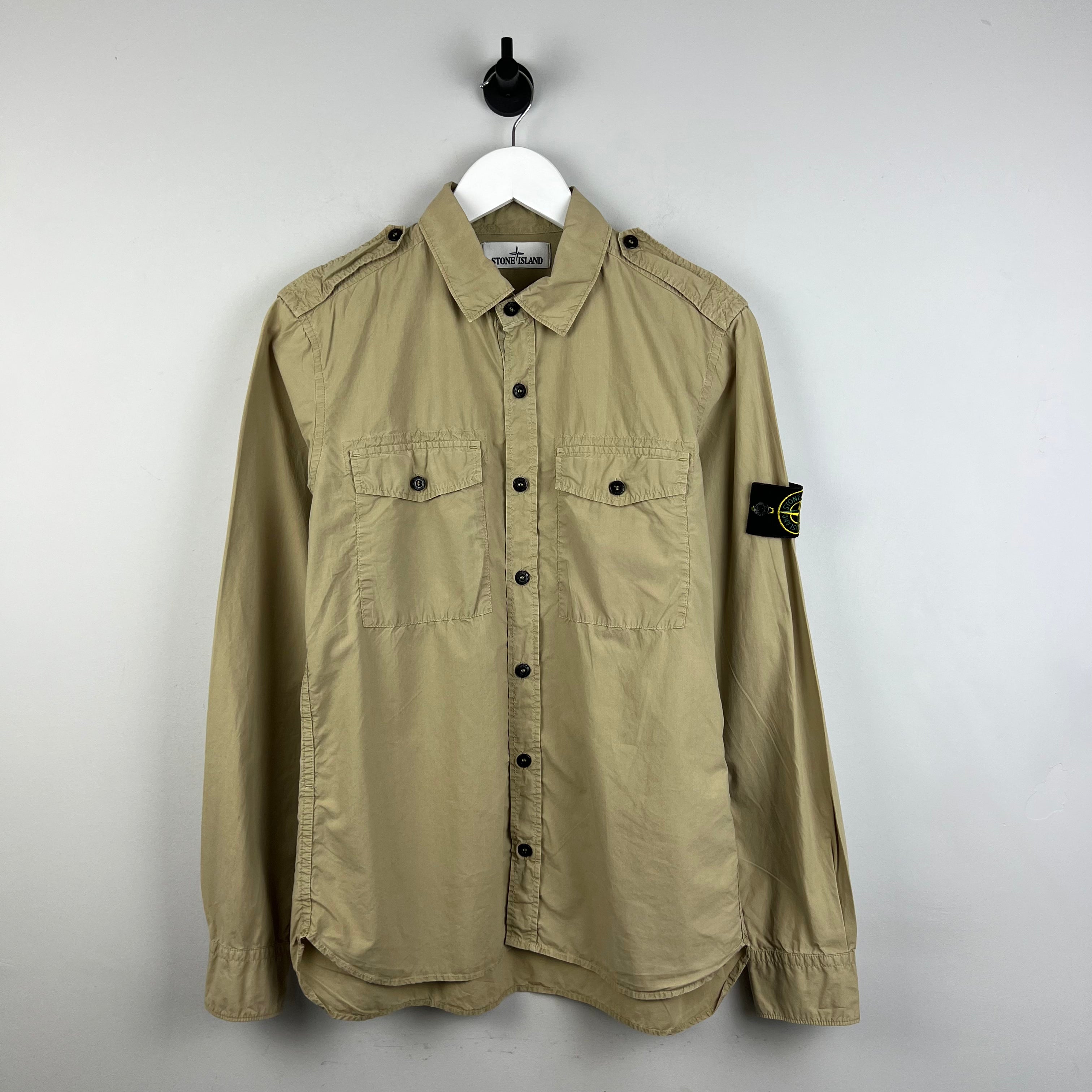 Stone island button up on sale shirt