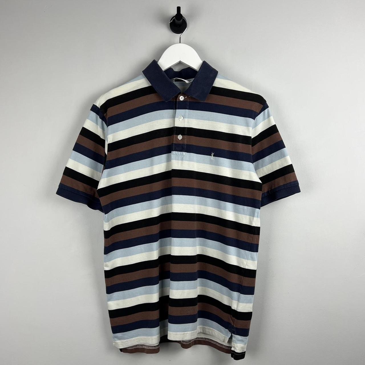 YSL Striped Logo Polo Shirt (M)