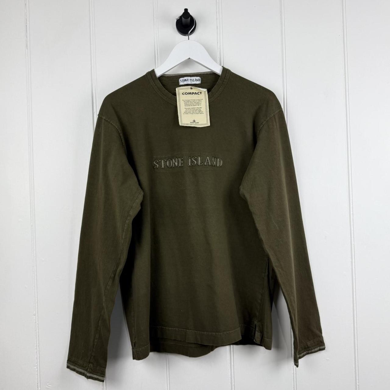 00’s Stone Island Compact Cotton Long Sleeve T-Shirt Olive (L)