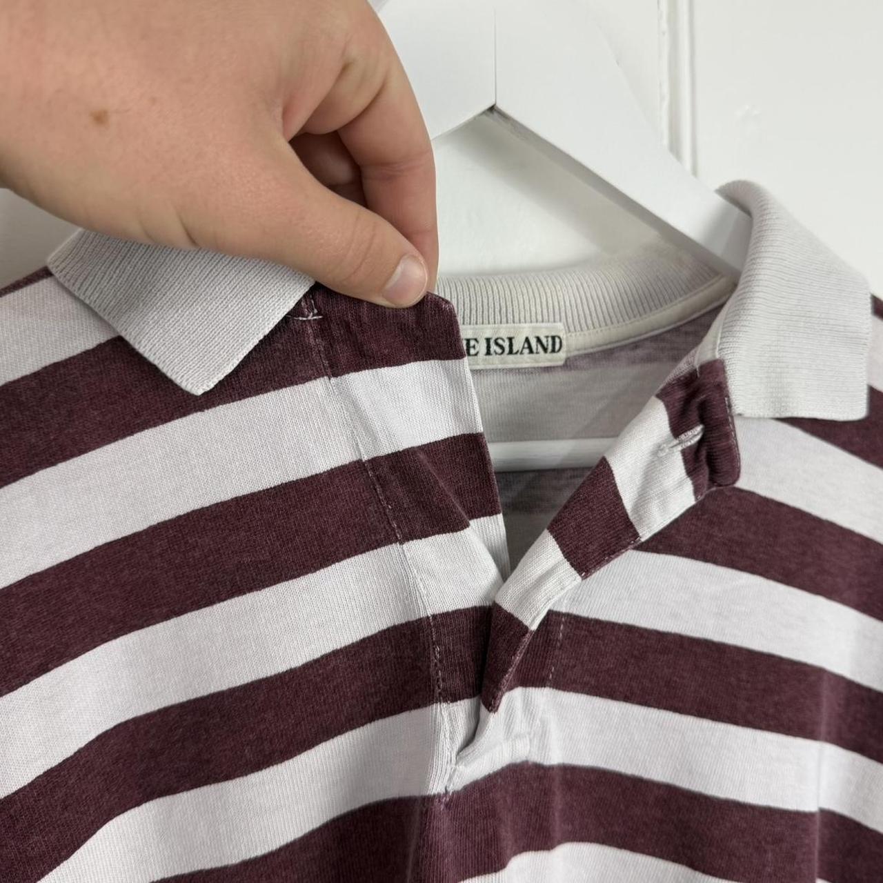 90s Stone Island Striped Marina Polo Shirt (L)