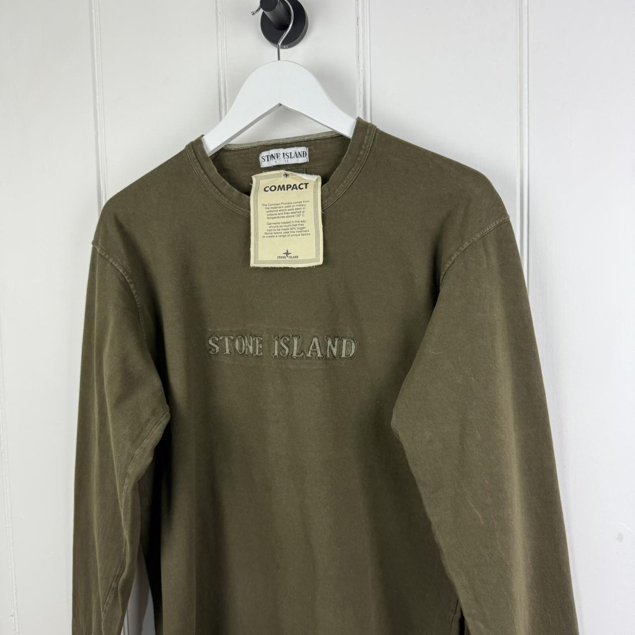 00’s Stone Island Compact Cotton Long Sleeve T-Shirt Olive (L)