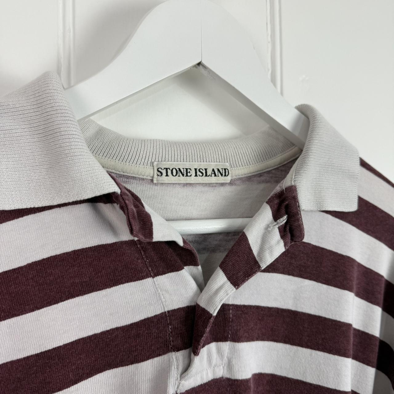 90s Stone Island Striped Marina Polo Shirt (L)