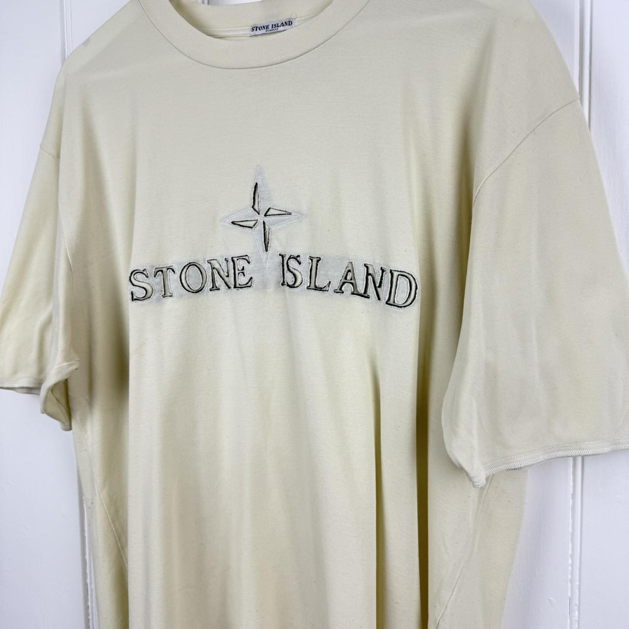 00’s Stone Island Embroidered Logo T-Shirt Cream (L)