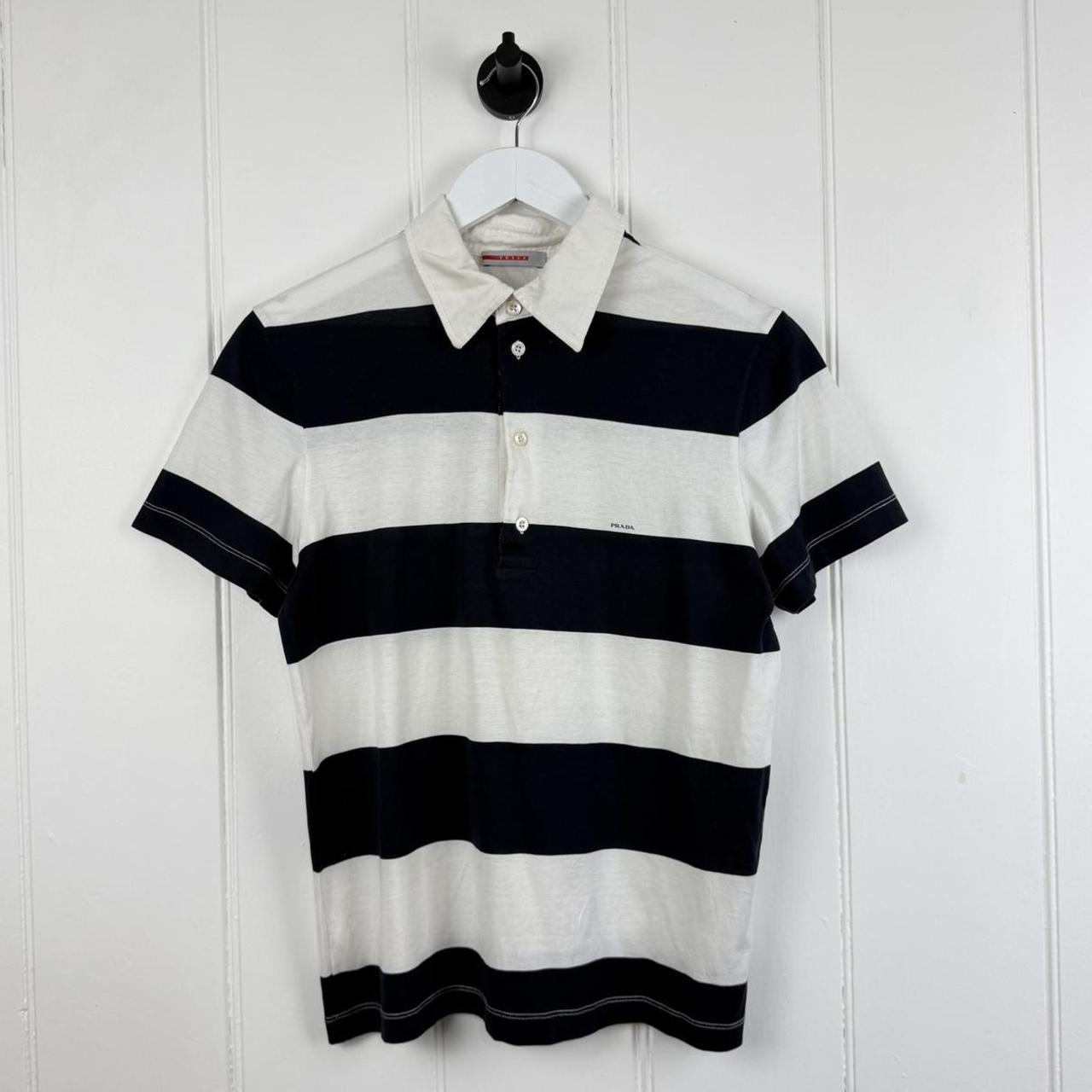 00s Prada Sport Logo Striped Polo Shirt (S)