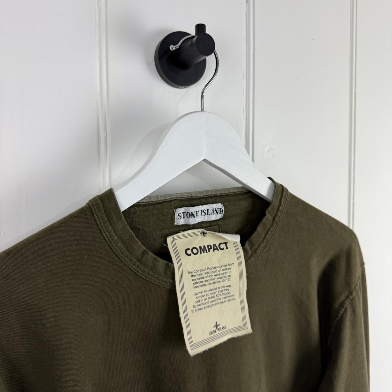 00’s Stone Island Compact Cotton Long Sleeve T-Shirt Olive (L)
