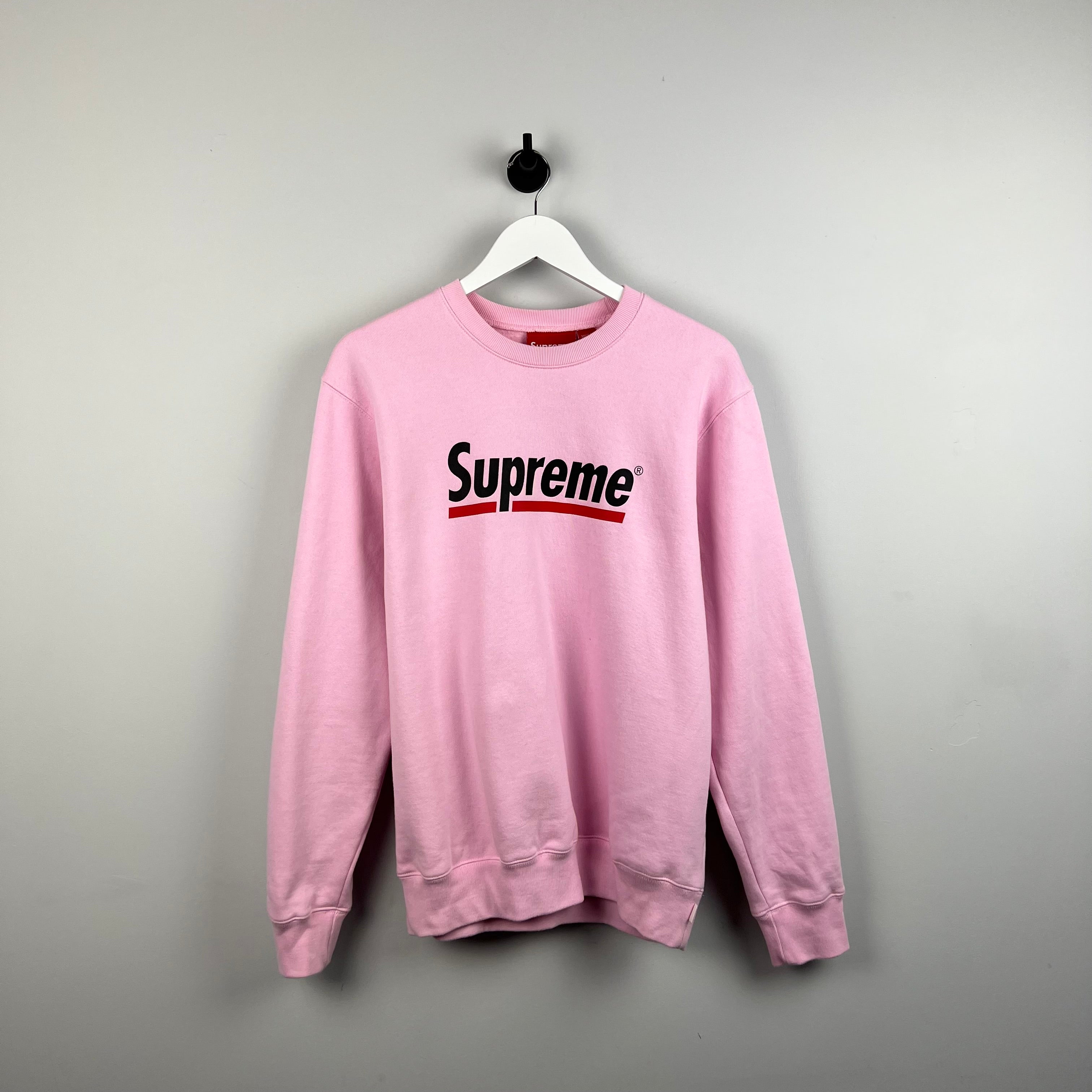 Supreme Pink Underline Logo Sweatshirt