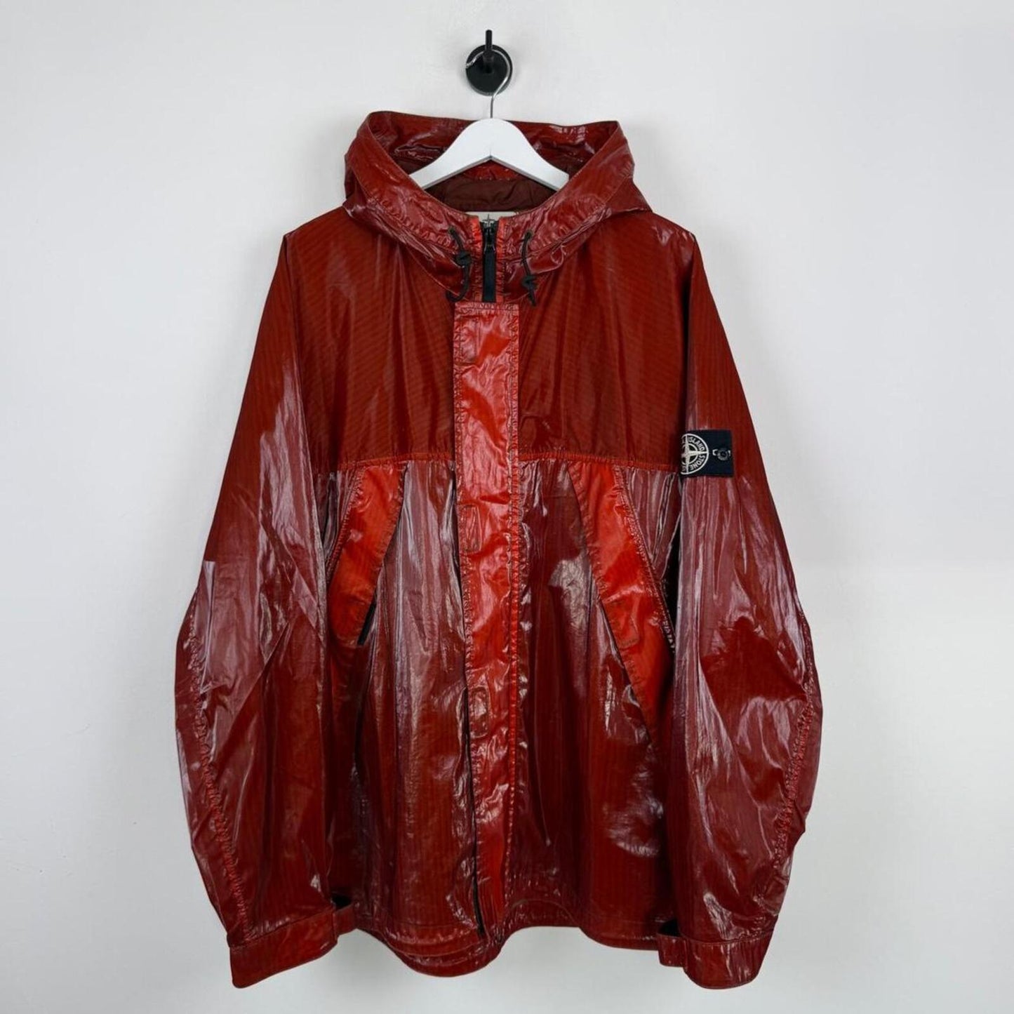 SS2012 Stone Island Mussola Prismatica Hooded Jacket Red (XXXL)