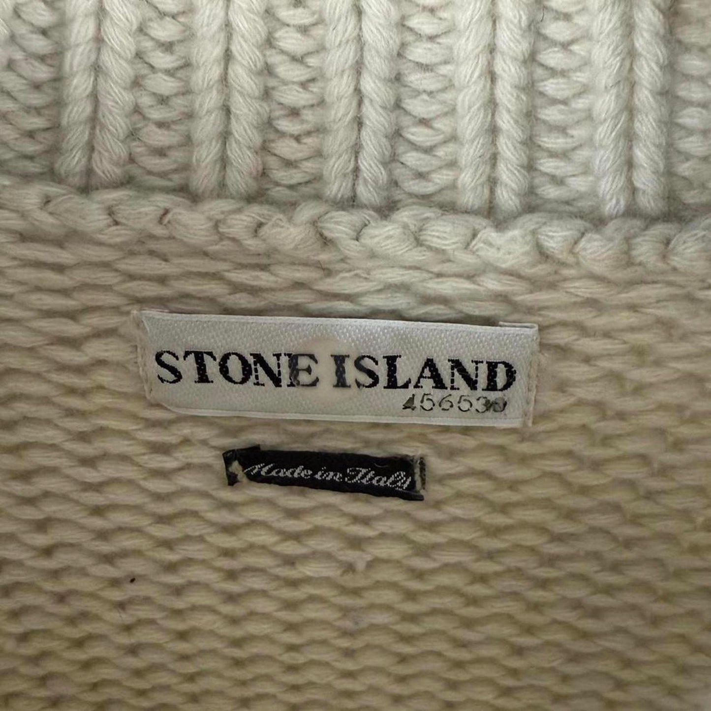 Mid 00s Stone Island Heavyweight Wool Blend Knit in Cream (L)