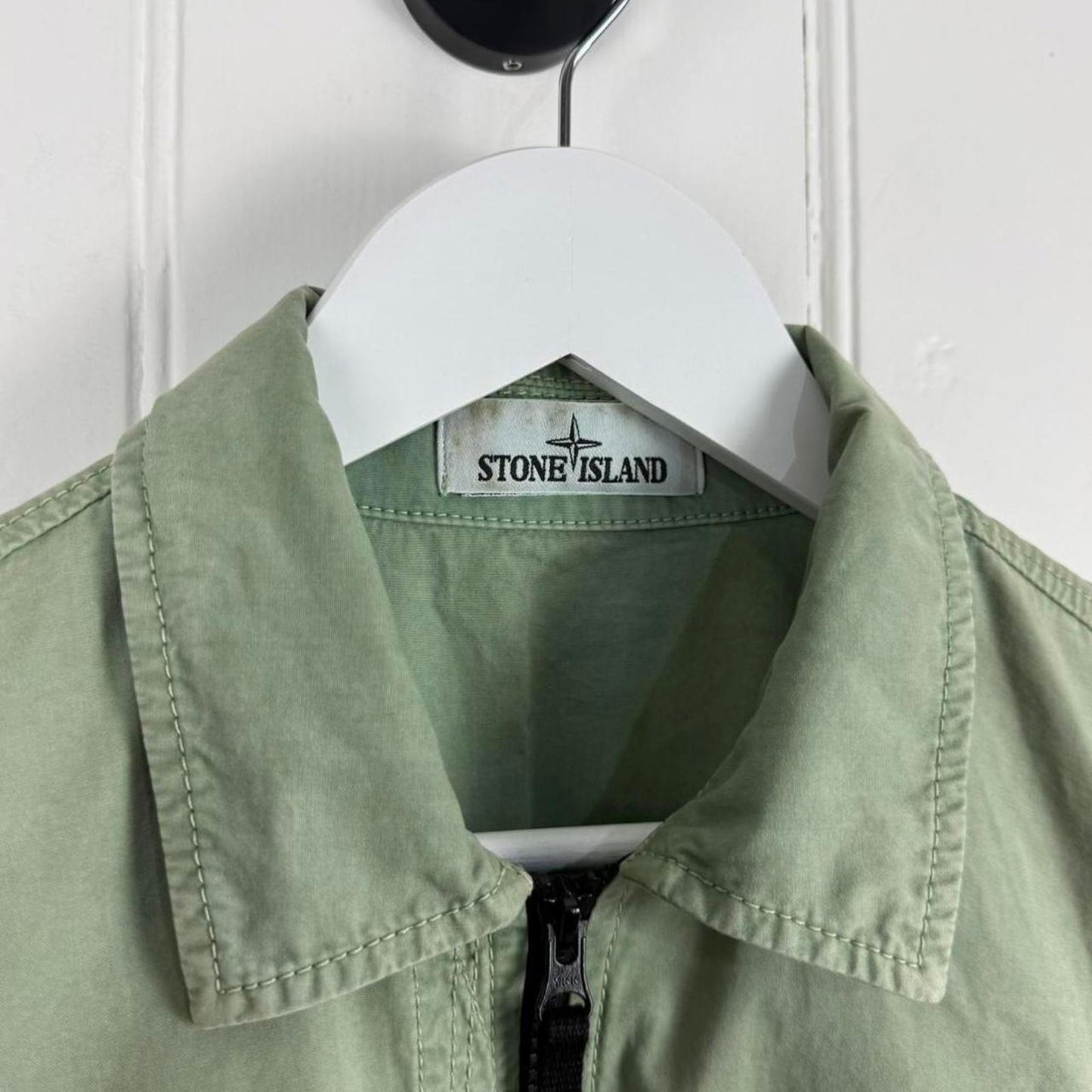 Stone Island Zip Shirt Overshirt – Sage Green (S)