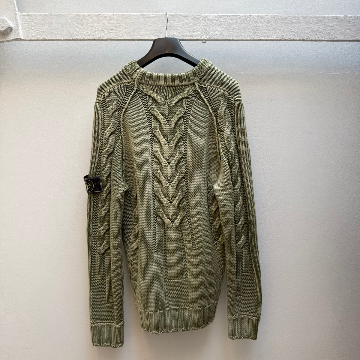 2018 Stone Island Frost Collection Cable Knit Jumper – Olive Green