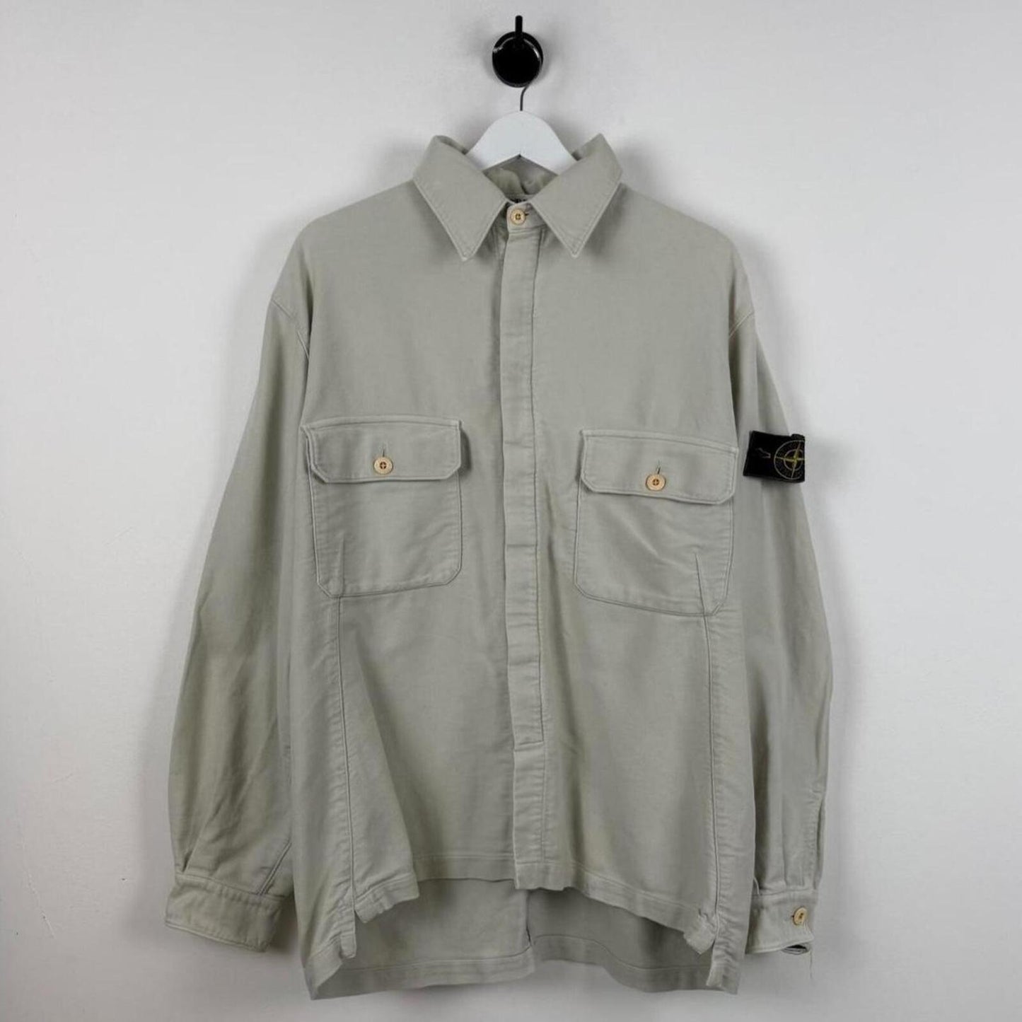 90s Stone Island Moleskin Overshirt Light Grey (L)