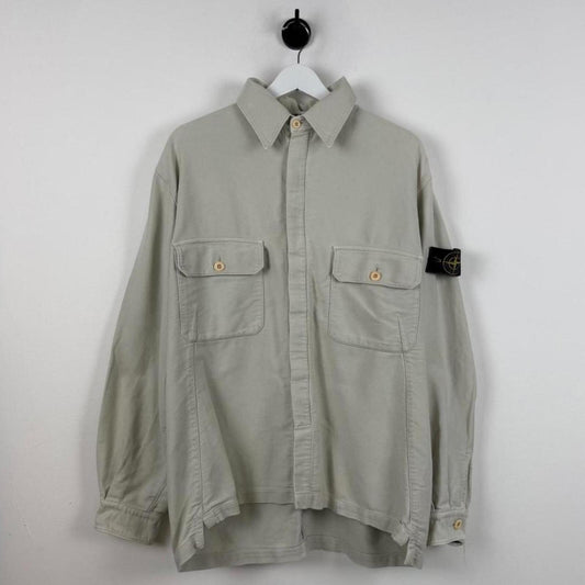90s Stone Island Moleskin Overshirt Light Grey (L)