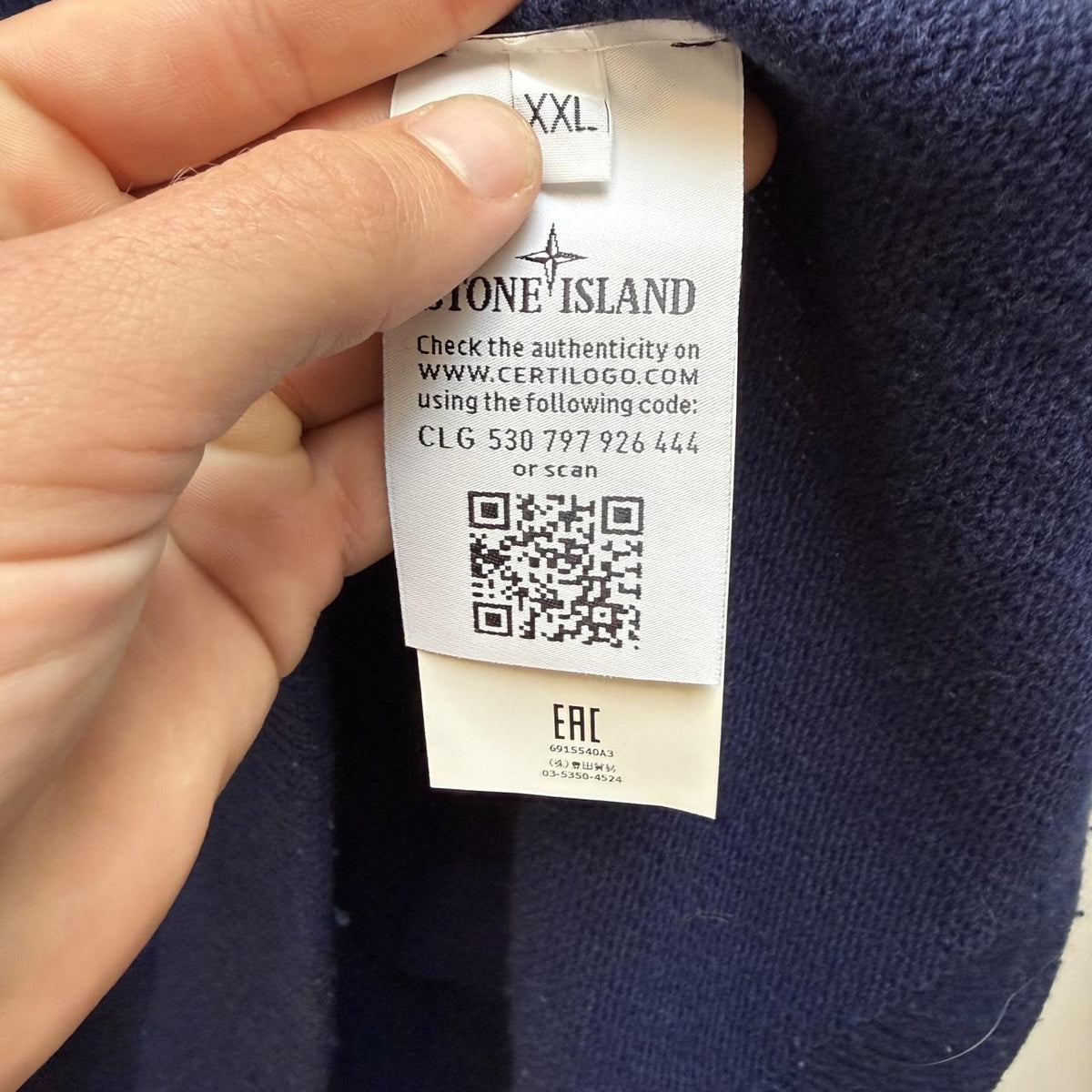 Stone Island Navy Blue Knit Jumper (XXL)