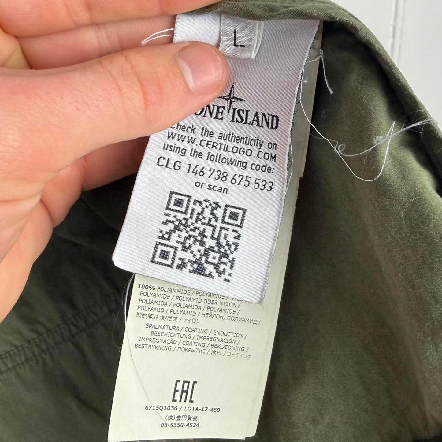 Stone Island Nylon Metal Flock Zip-Away Hood Jacket (L)