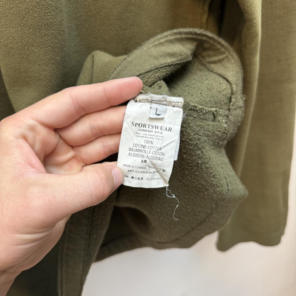 Early 00s Stone Island Quarter Zip Sweatshirt – Olive Green (L)