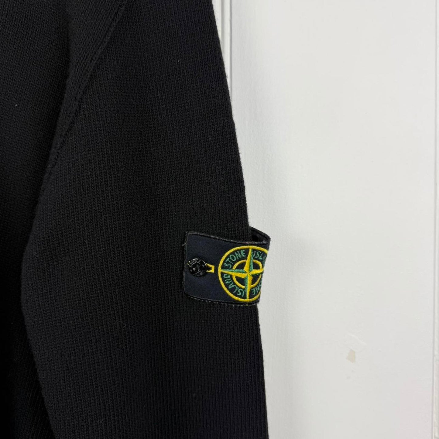 Stone Island Buttoned Funnel Neck Wool Knit Black (XL)