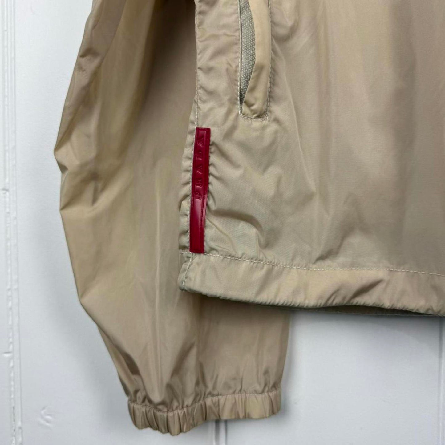 2000's Prada Sport Nylon Hooded Jacket Beige (XL)