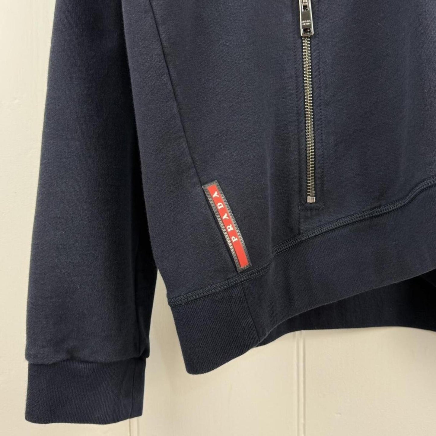 Prada Zip Hoodie Navy Nylon Hood (L)