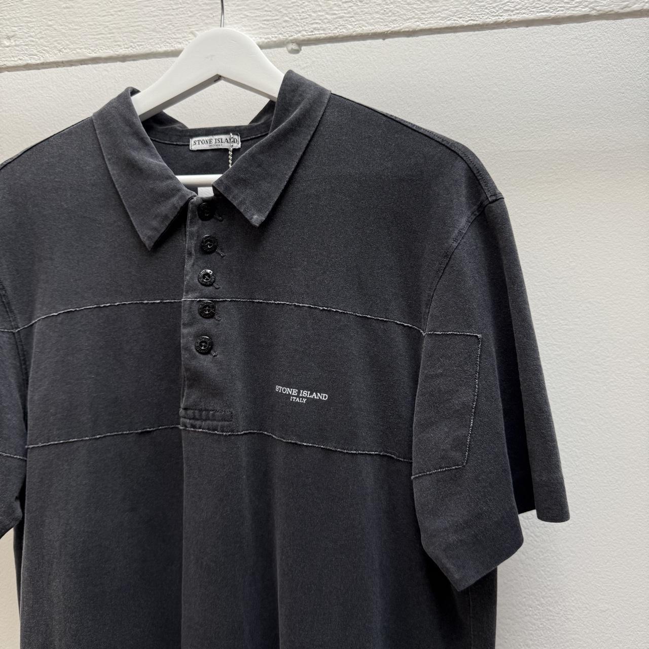 00’s Stone Island Logo Polo Shirt in washed grey (L)