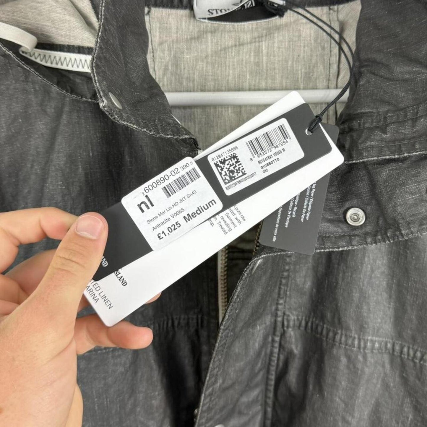 Stone Island Marina Raw Plated Linen Jacket Black (M)