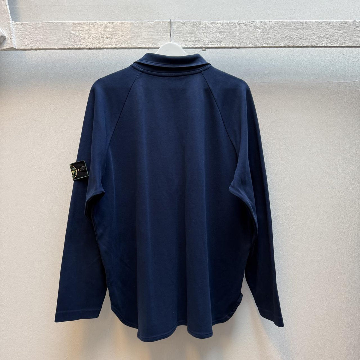 Vintage 1990s Stone Island Green Edge Quarter Zip – Navy Blue (L)