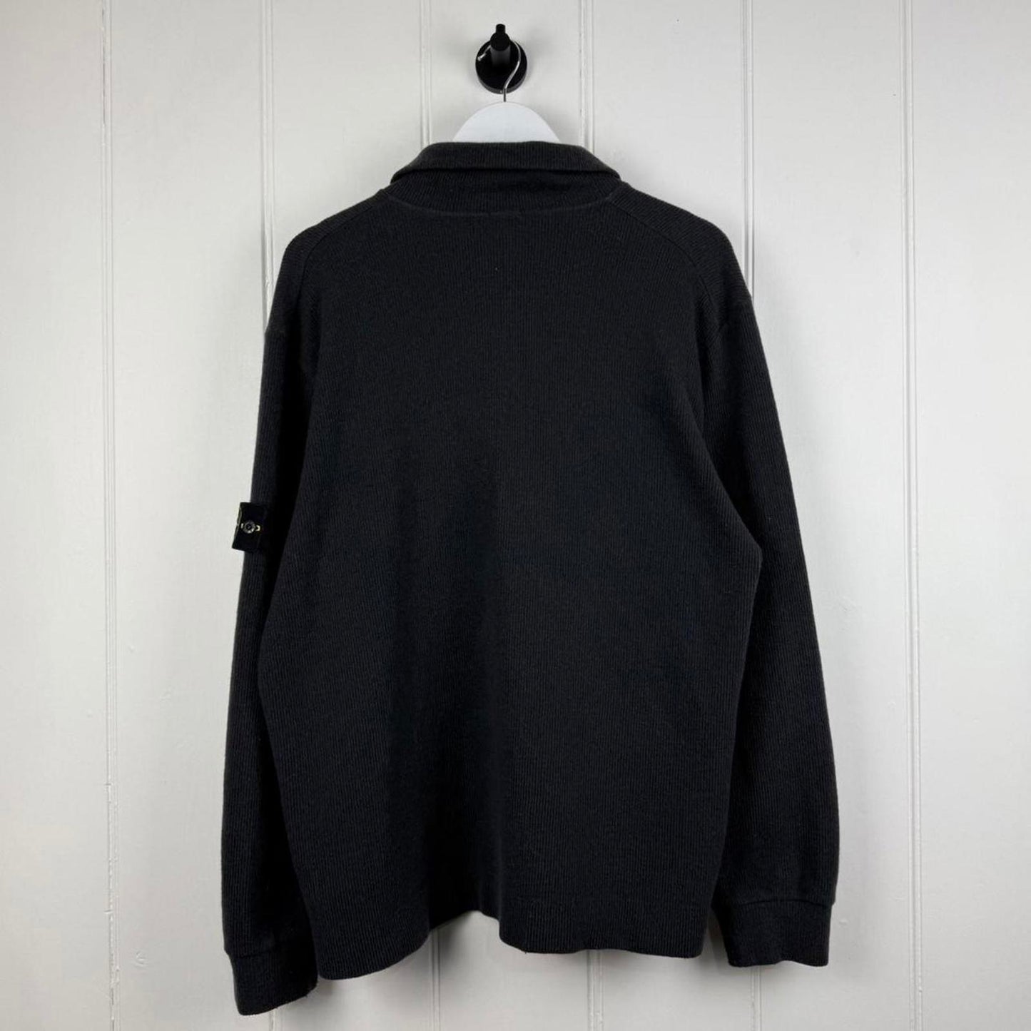 Early 2000’s Stone Island Ribbed Knit Quarter Zip Jumper in Charcoal Grey (XL)