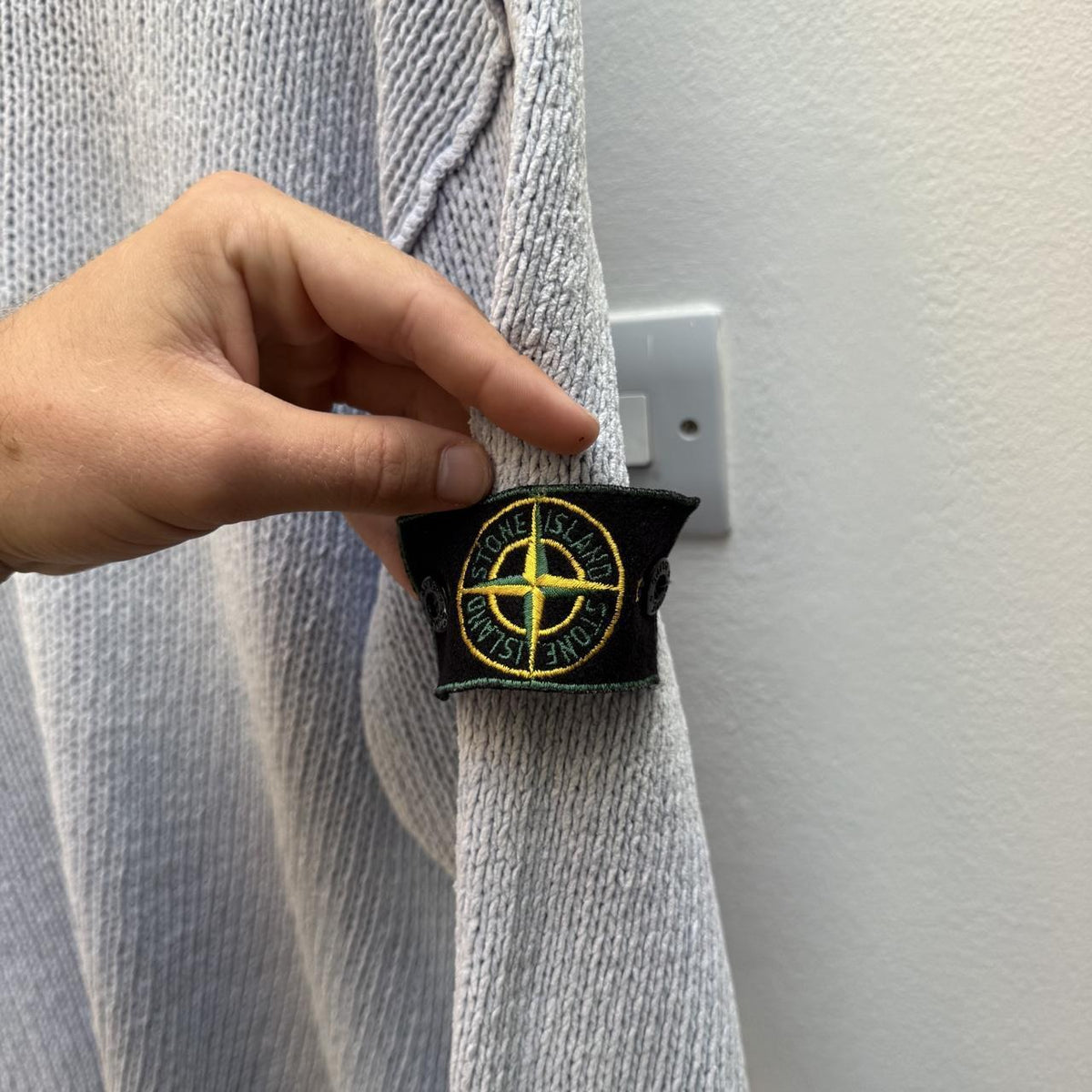 Stone Island Vintage 1990s Green Edge Chunky Knit Jumper – Pale Lilac/Grey (L/XL)