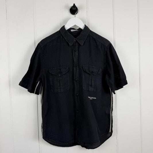 Stone Island 2000s Linen Blend Short Sleeve Shirt (L)
