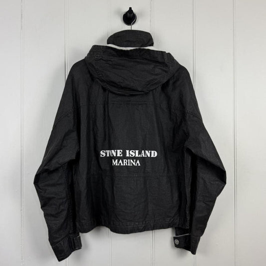 Stone Island Marina Raw Plated Linen Jacket Black (M)