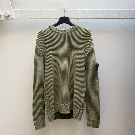 2018 Stone Island Frost Collection Cable Knit Jumper – Olive Green
