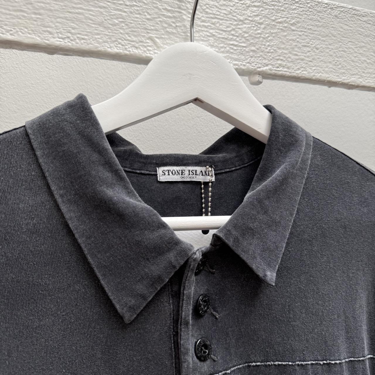 00’s Stone Island Logo Polo Shirt in washed grey (L)
