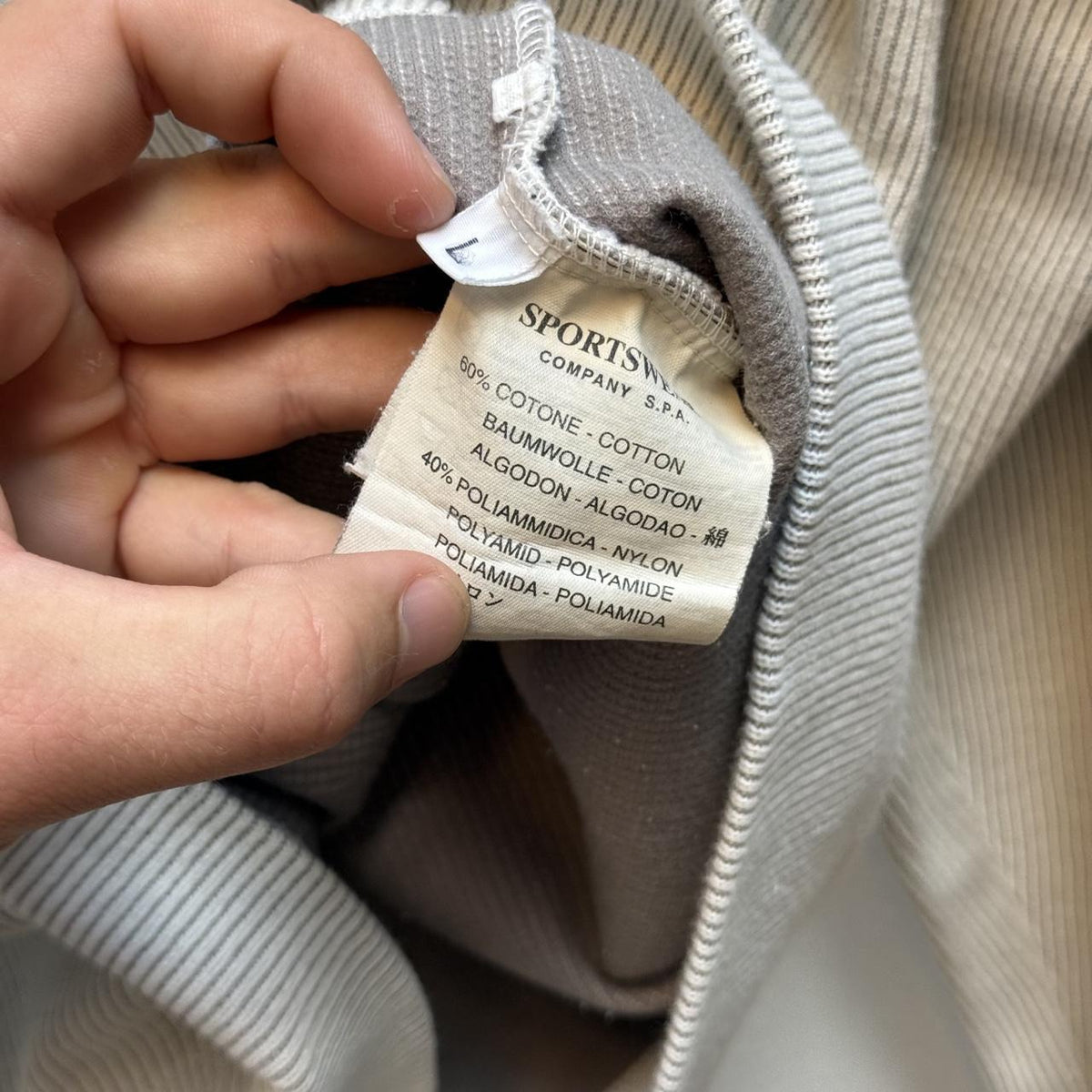 Early 00s Stone Island Ribbed Knit Jumper – Light Grey (L)