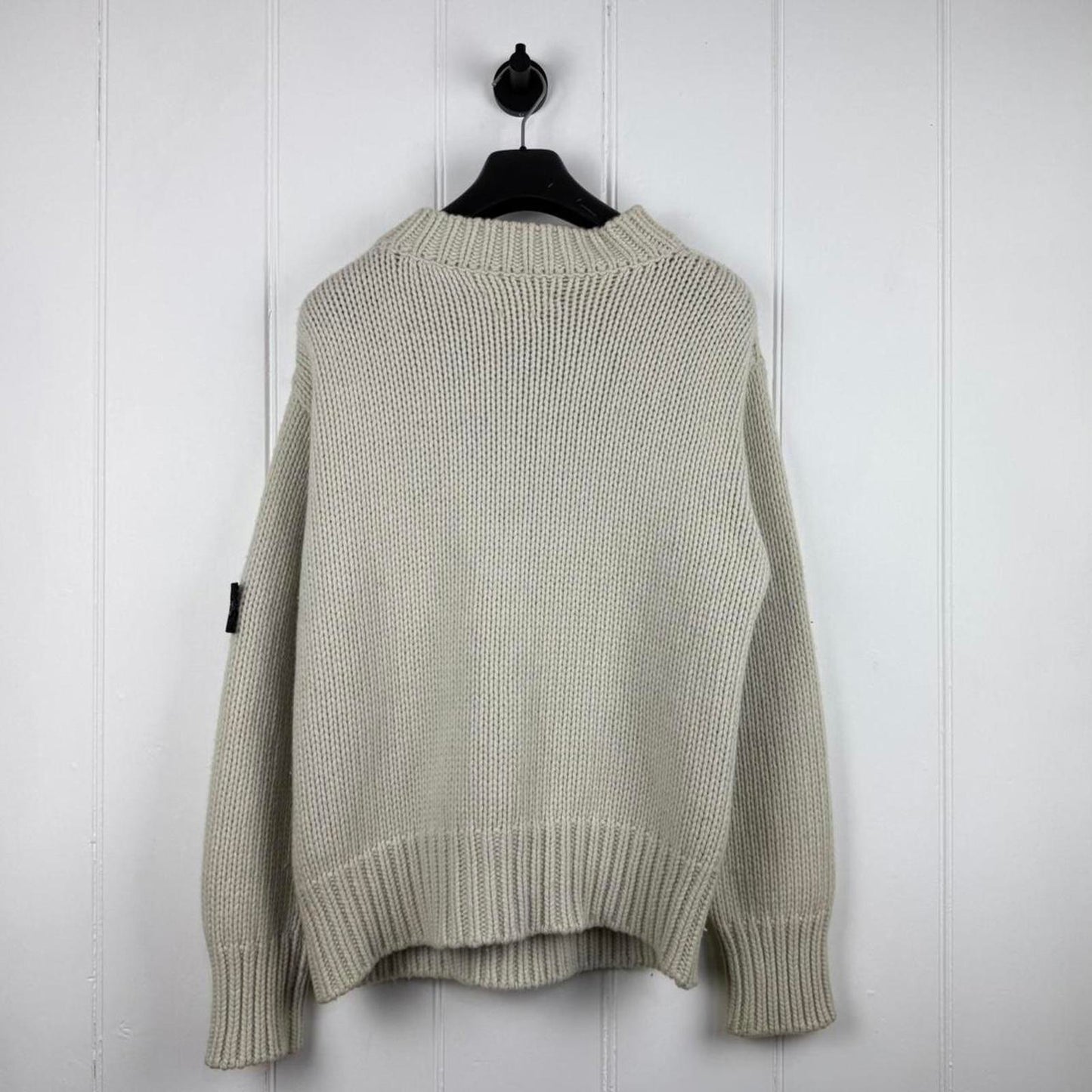 Mid 00s Stone Island Heavyweight Wool Blend Knit in Cream (L)