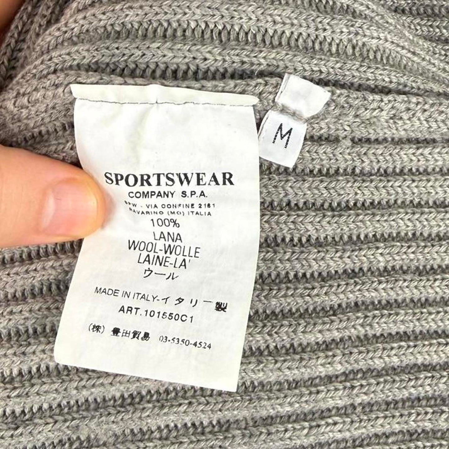 Stone Island Ribbed Knit Quarter Zip Jumper (M)