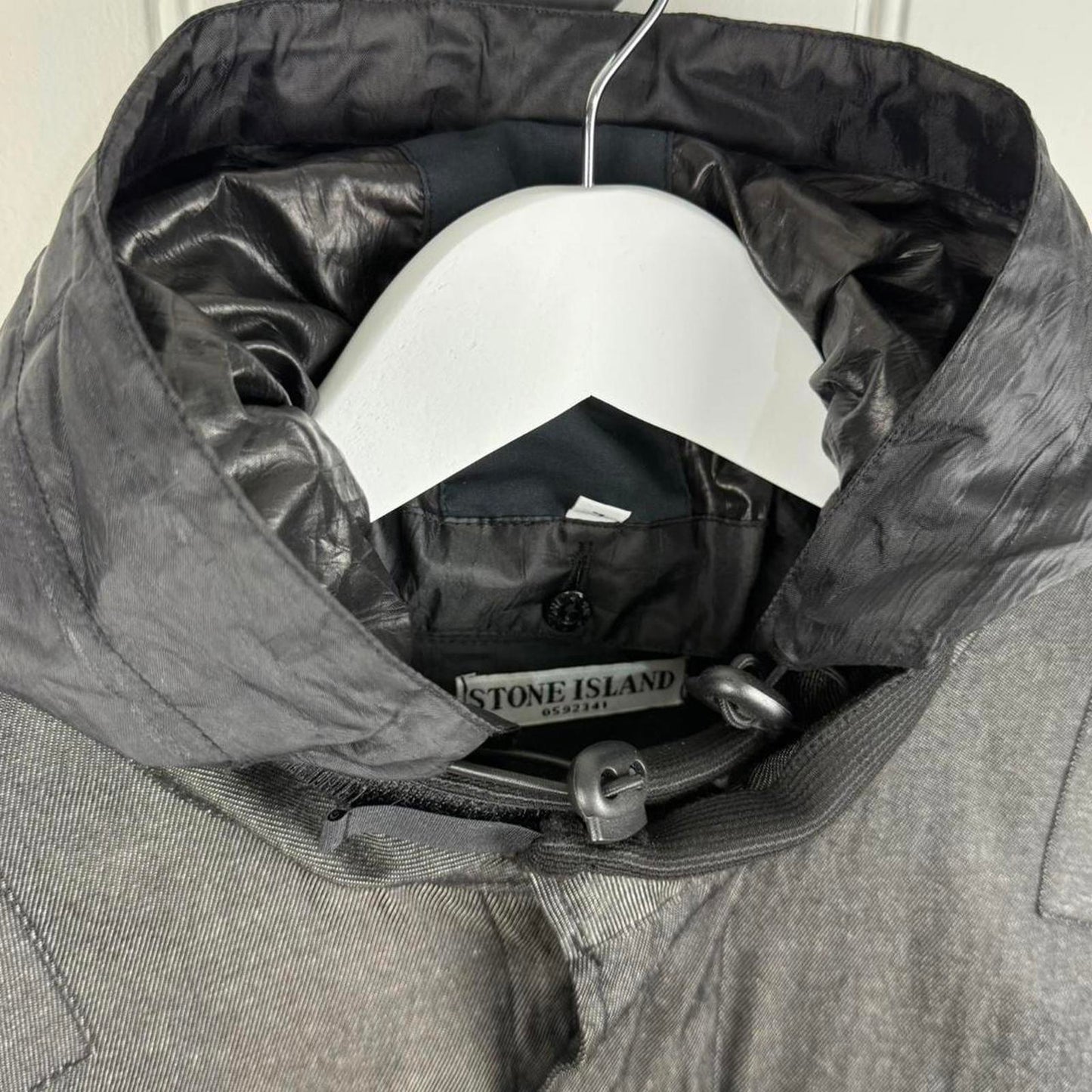 Stone Island Cotton-Nylon Tela Hooded Jacket – Charcoal Grey (M)