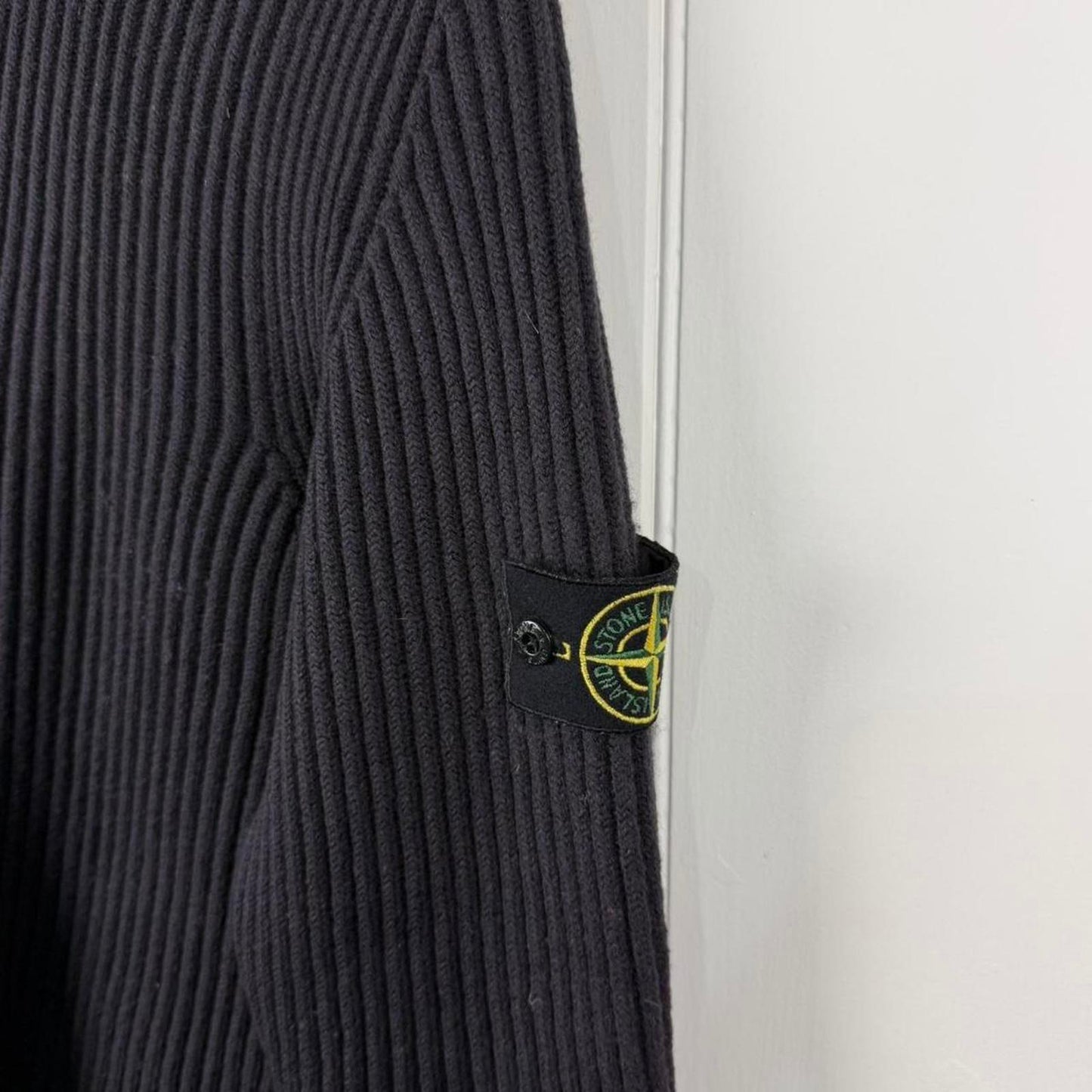 Stone Island Ribbed Half Zip Knit Navy (S/M)